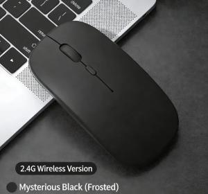 2.4GHz Ultra-Slim Rechargeable Wireless Mouse with Silent Buttons and Adjustable DPI - Black